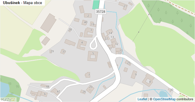 Ubušínek - mapa obce