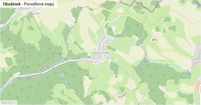 Ubušínek - záplavové mapy stoleté vody
