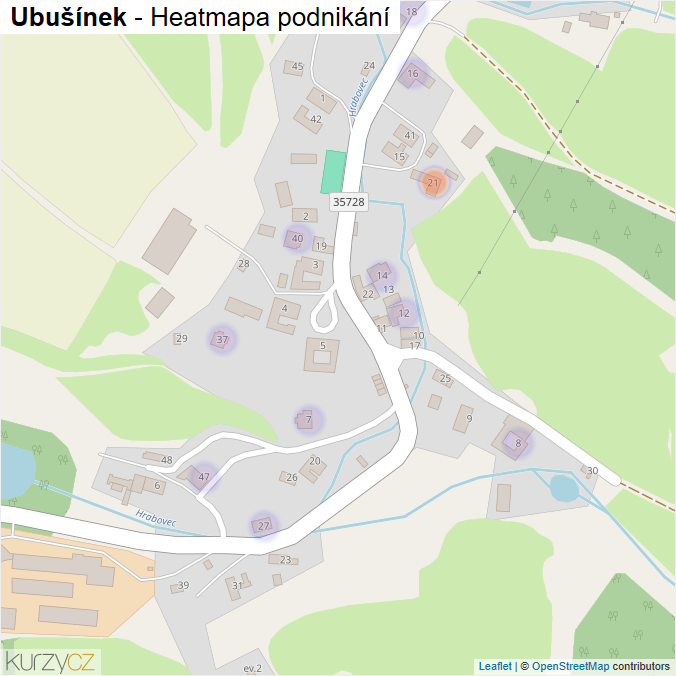 Mapa Ubušínek - Firmy v části obce.