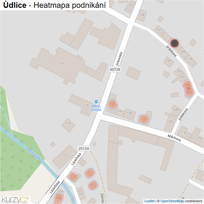 Mapa Údlice - Firmy v obci.