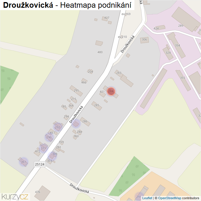 Mapa Droužkovická - Firmy v ulici.