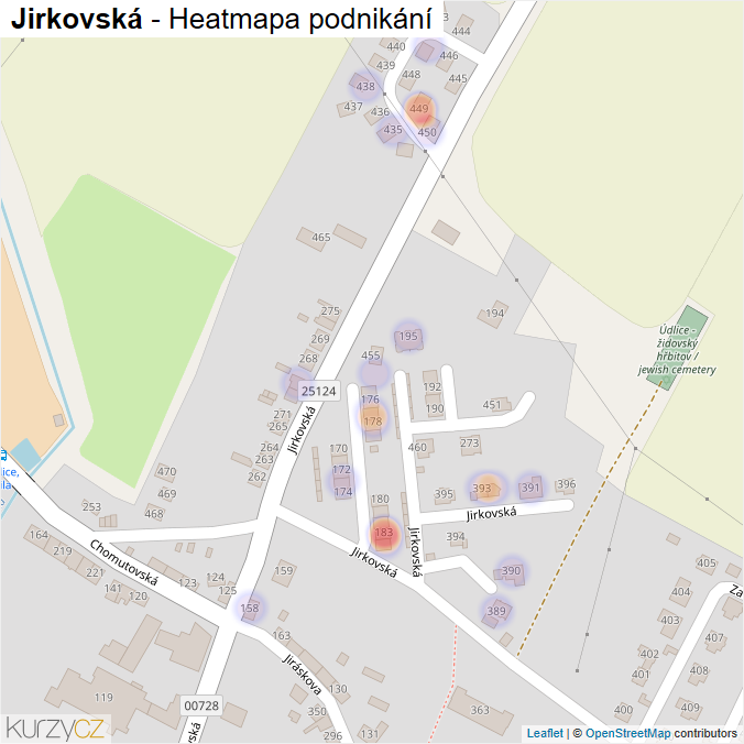 Mapa Jirkovská - Firmy v ulici.