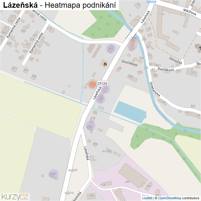 Mapa Lázeňská - Firmy v ulici.