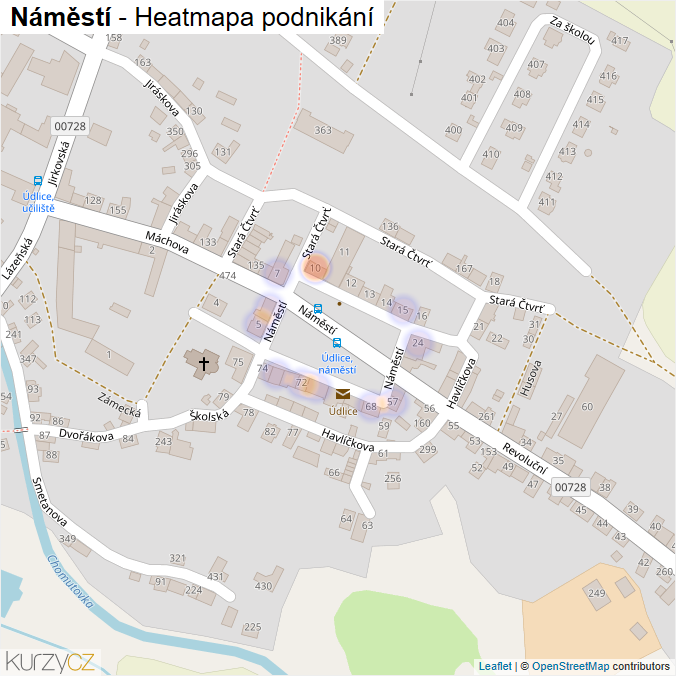 Mapa Náměstí - Firmy v ulici.