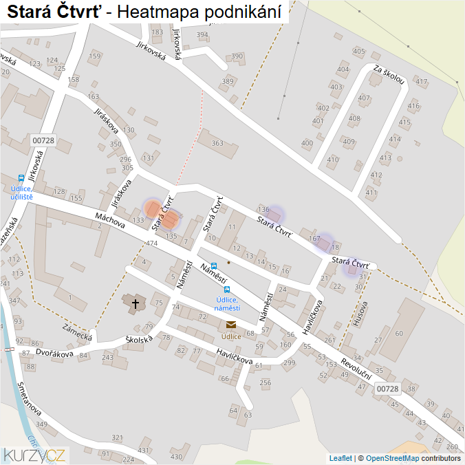 Mapa Stará Čtvrť - Firmy v ulici.