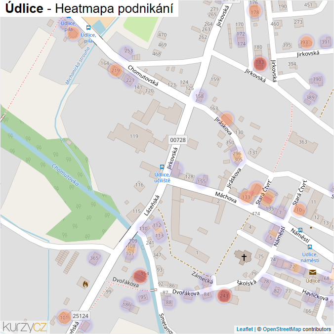 Mapa Údlice - Firmy v části obce.