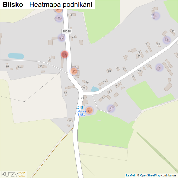 Mapa Bílsko - Firmy v části obce.