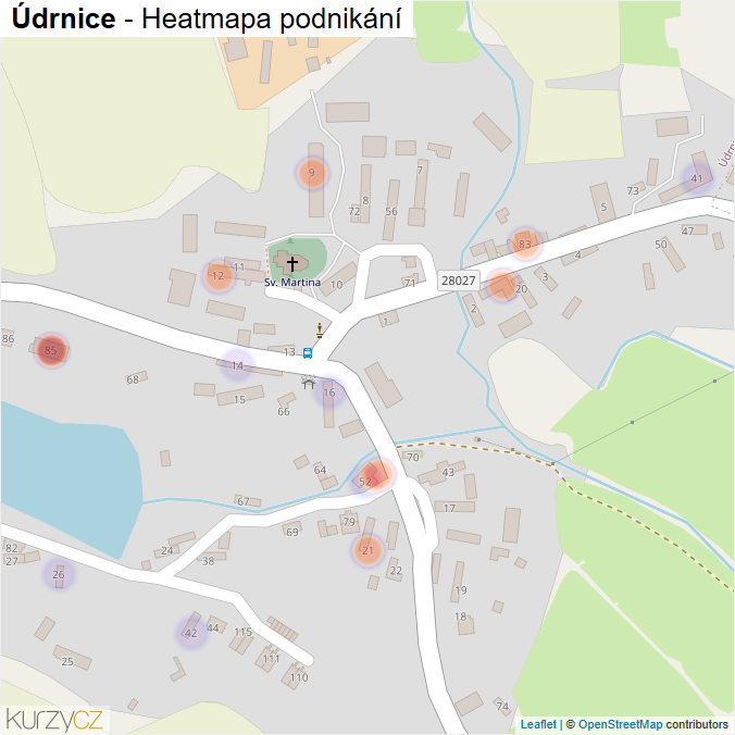 Mapa Údrnice - Firmy v části obce.
