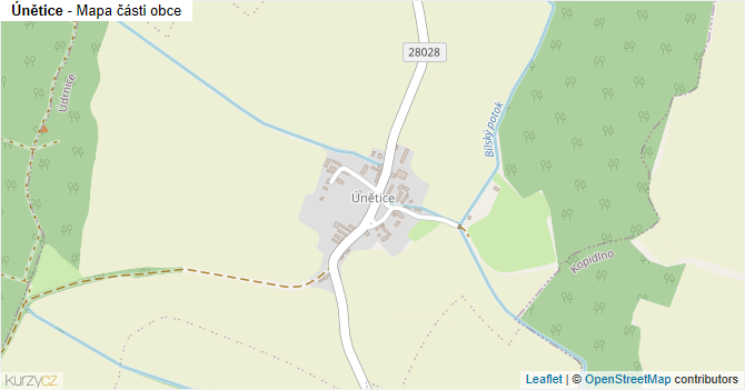 Únětice - mapa části obce