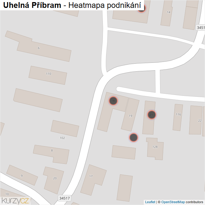 Mapa Uhelná Příbram - Firmy v obci.