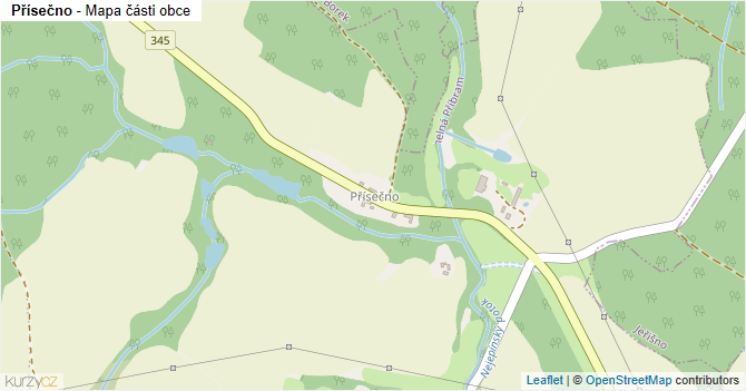 Přísečno - mapa části obce