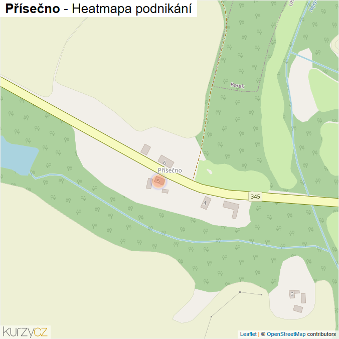 Mapa Přísečno - Firmy v části obce.