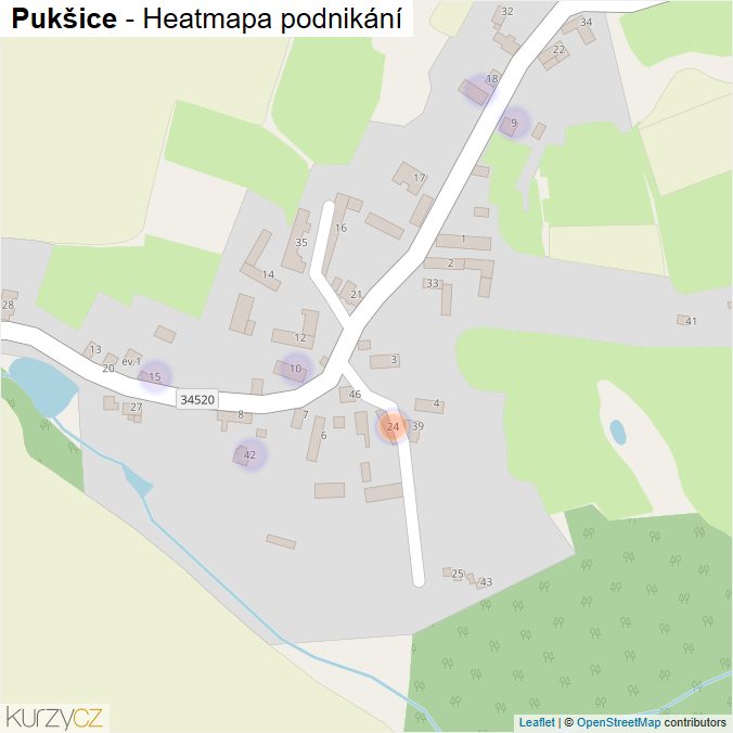 Mapa Pukšice - Firmy v části obce.
