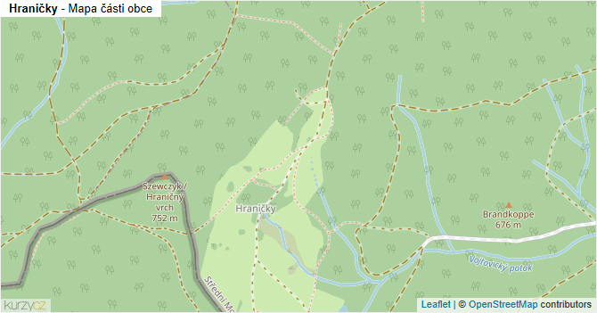 Hraničky - mapa části obce