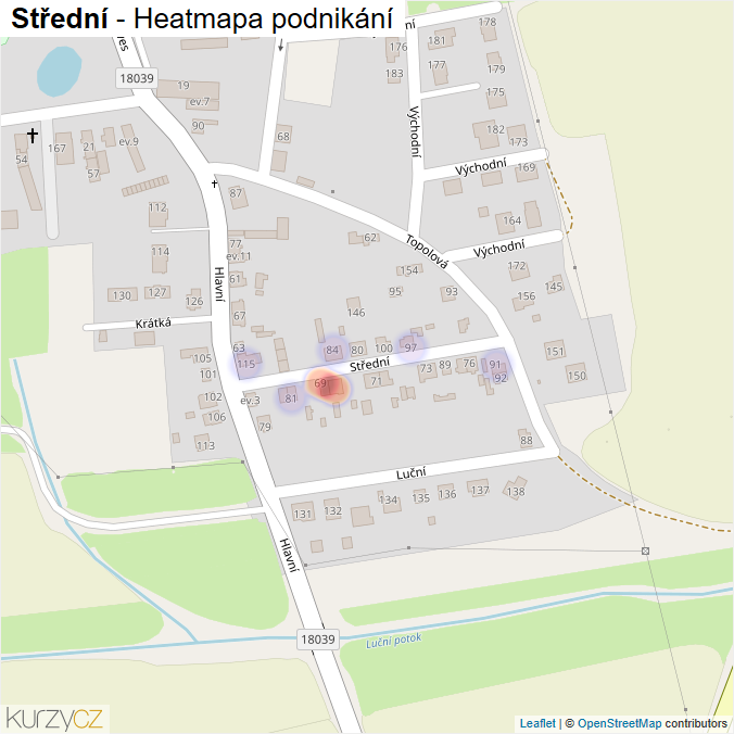 Mapa Střední - Firmy v ulici.