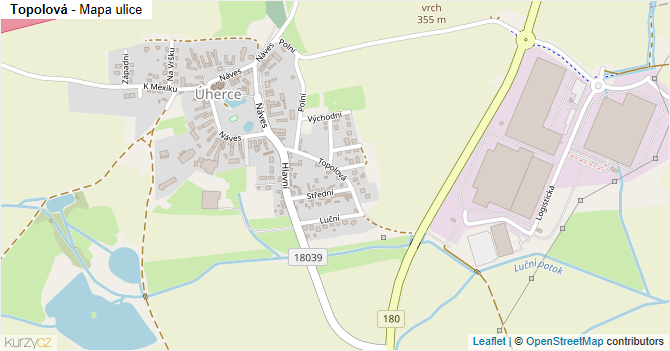 Topolová - mapa ulice
