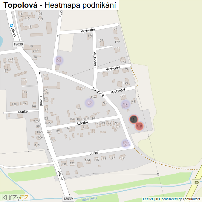 Mapa Topolová - Firmy v ulici.