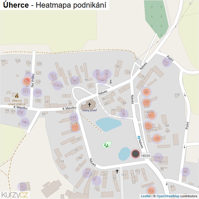 Mapa Úherce - Firmy v části obce.