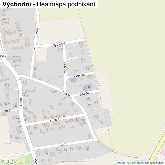 Mapa Východní - Firmy v ulici.