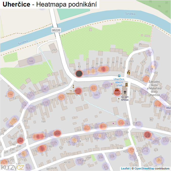 Mapa Uherčice - Firmy v části obce.