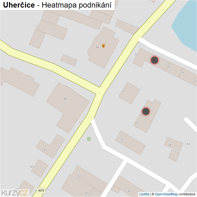 Mapa Uherčice - Firmy v obci.
