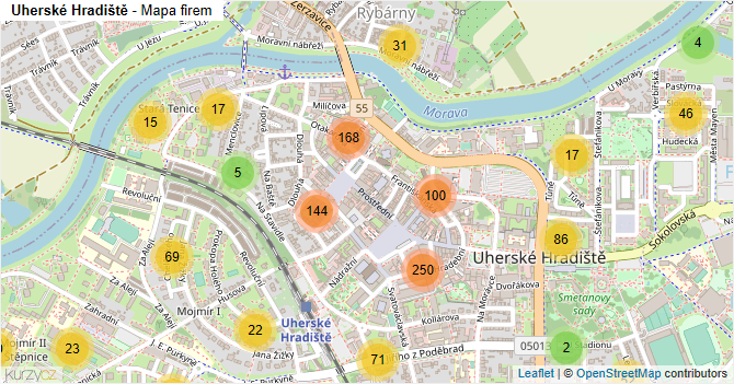 Uherské Hradiště - mapa firem