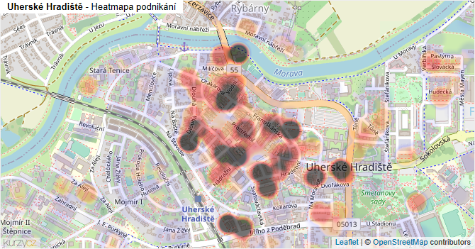 Uherské Hradiště - mapa podnikání