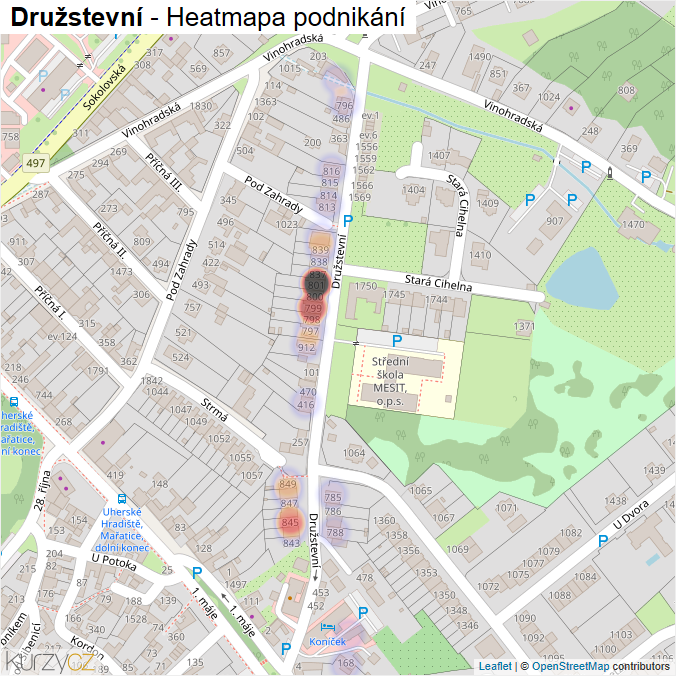 Mapa Družstevní - Firmy v ulici.