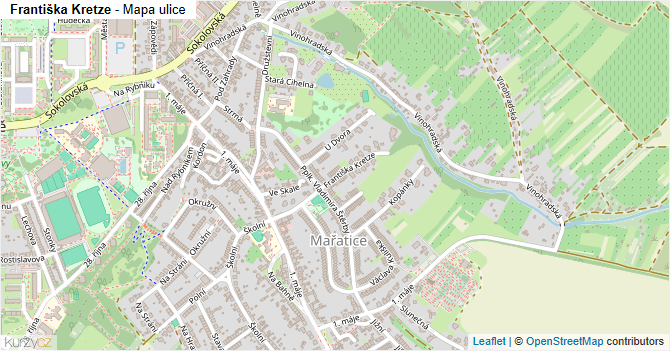 Františka Kretze - mapa ulice