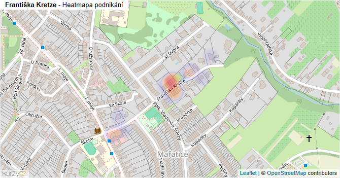 Františka Kretze - mapa podnikání