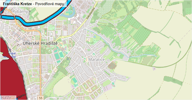 Františka Kretze - záplavové mapy stoleté vody