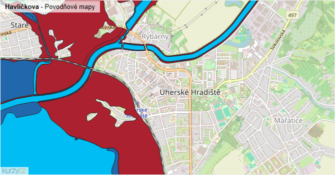 Havlíčkova - záplavové mapy stoleté vody
