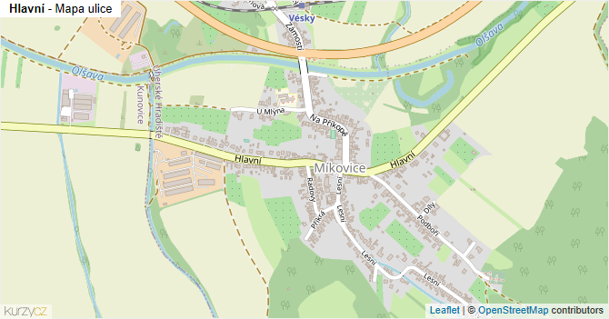 Hlavní - mapa ulice