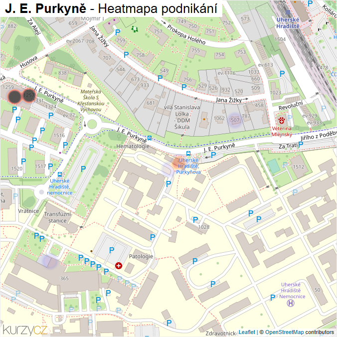 Mapa J. E. Purkyně - Firmy v ulici.