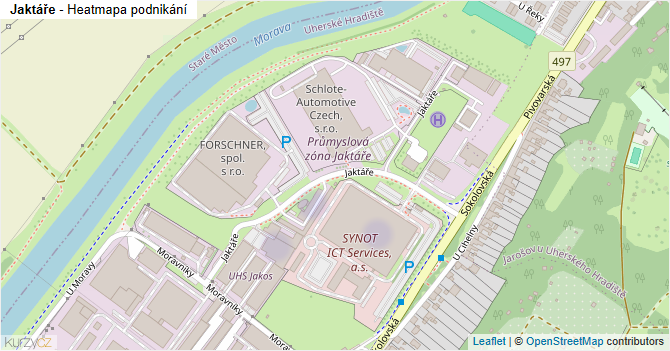 Jaktáře - mapa podnikání