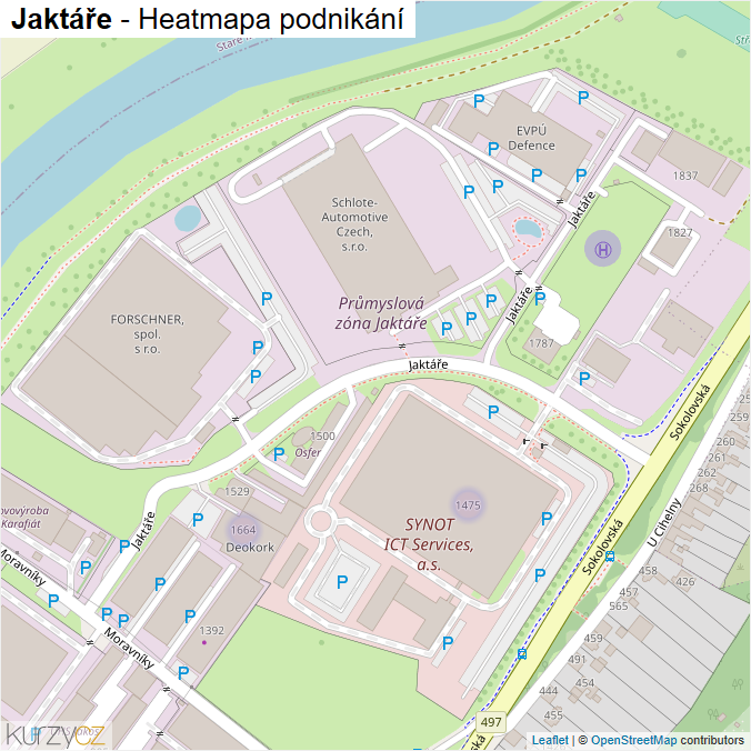 Mapa Jaktáře - Firmy v ulici.