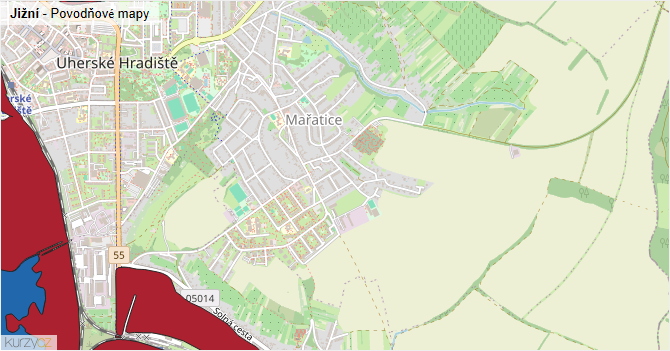 Jižní - záplavové mapy stoleté vody