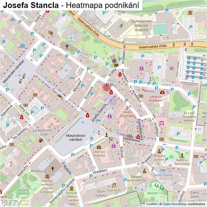 Mapa Josefa Stancla - Firmy v ulici.