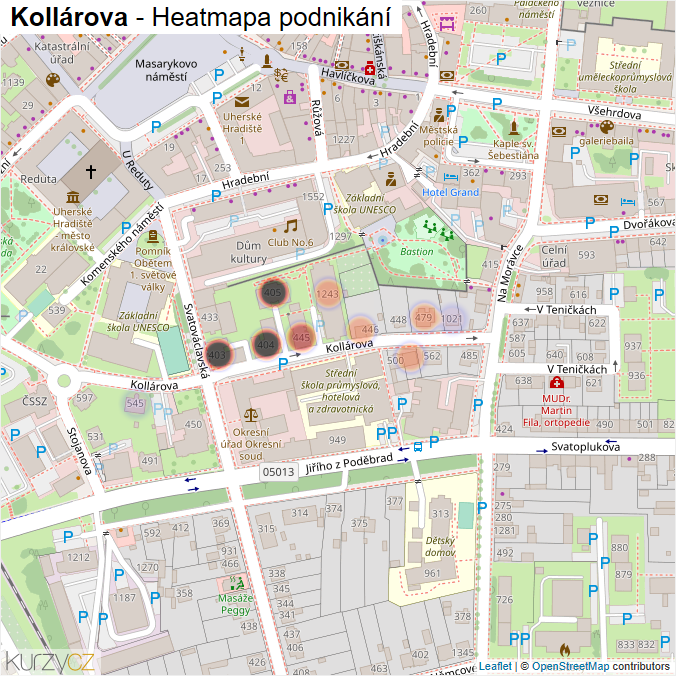 Mapa Kollárova - Firmy v ulici.