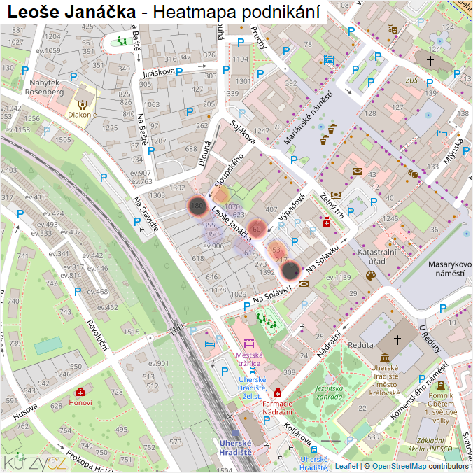 Mapa Leoše Janáčka - Firmy v ulici.