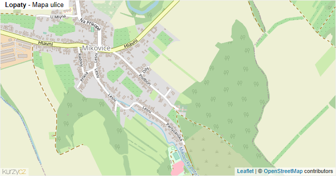 Lopaty - mapa ulice