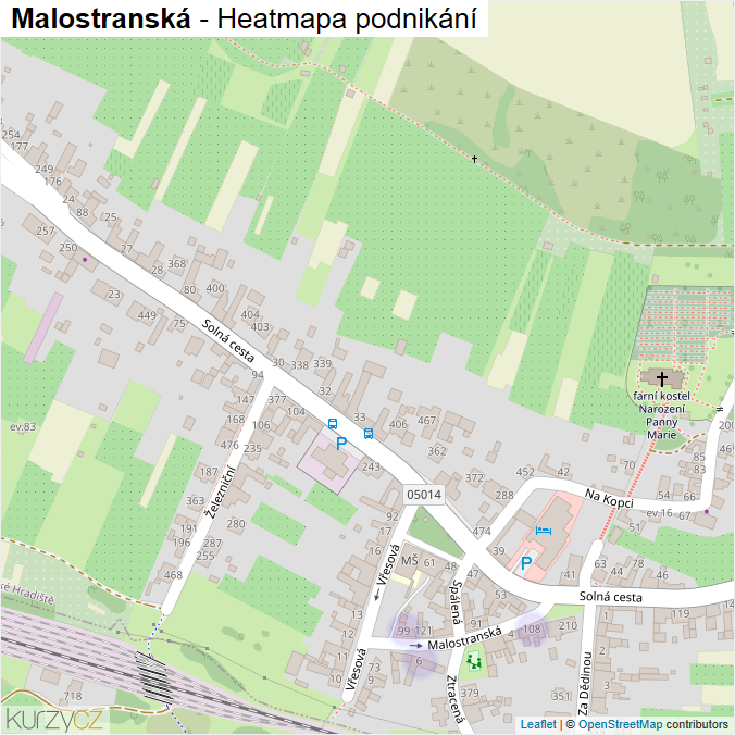 Mapa Malostranská - Firmy v ulici.