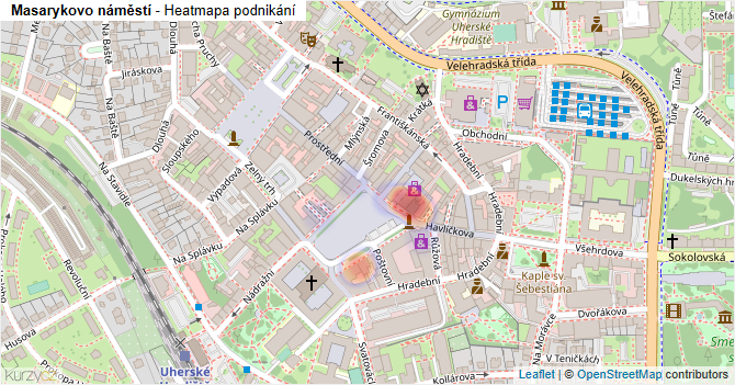 Masarykovo náměstí - mapa podnikání