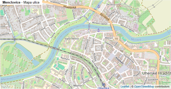 Menclovice - mapa ulice