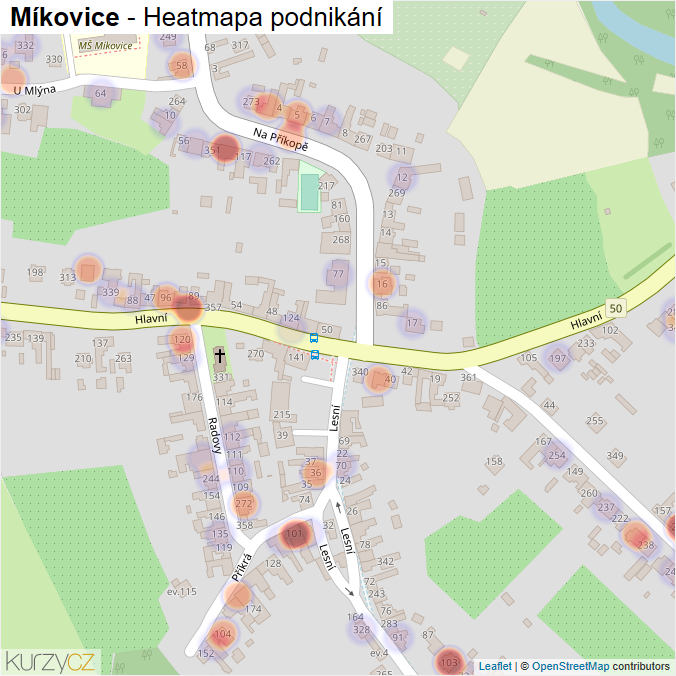 Mapa Míkovice - Firmy v části obce.