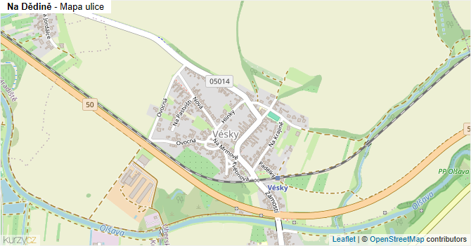 Na Dědině - mapa ulice
