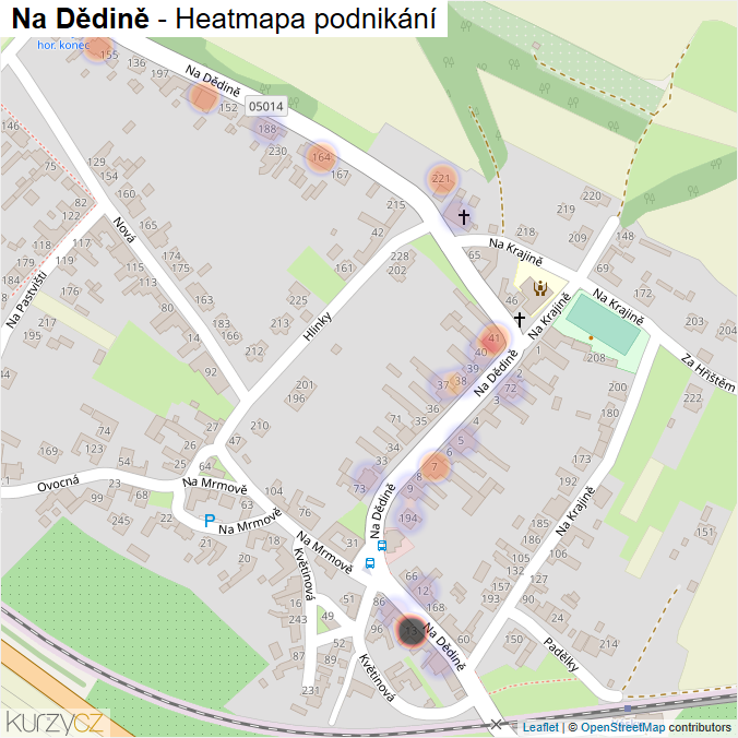 Mapa Na Dědině - Firmy v ulici.