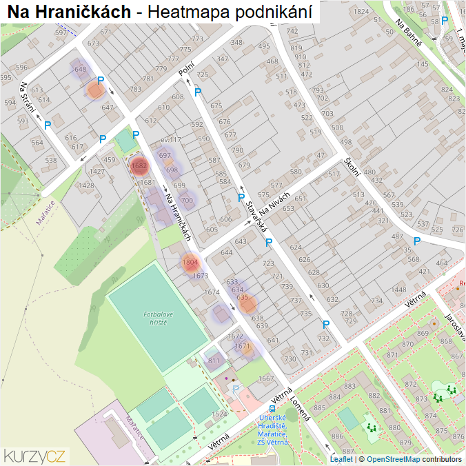 Mapa Na Hraničkách - Firmy v ulici.