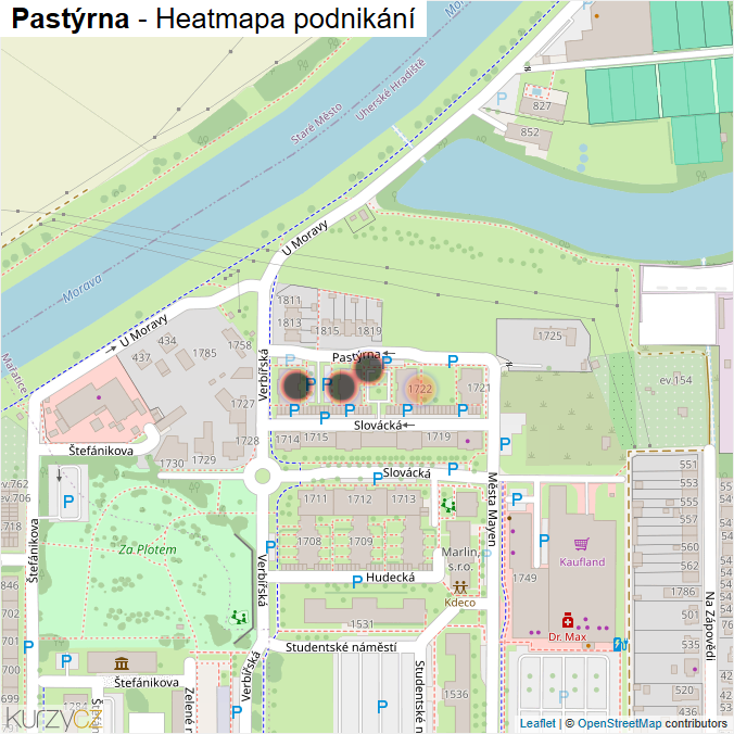 Mapa Pastýrna - Firmy v ulici.