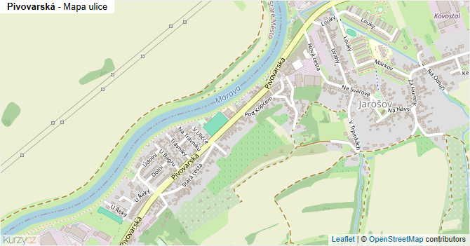 Pivovarská - mapa ulice